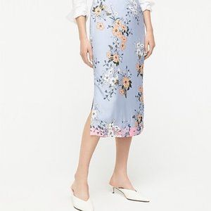 NEW- J Crew- Midi slip skirt in grid floral